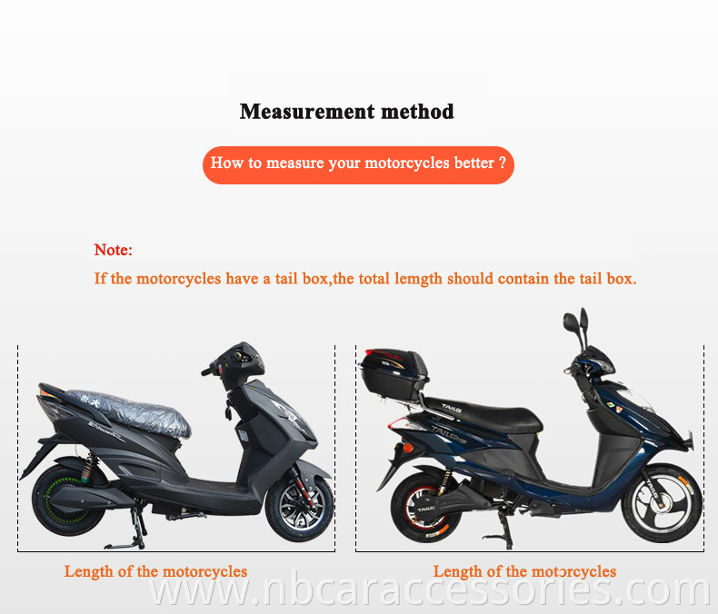 Hot selling electric vehicle 190T oxford durable dustproof lockable motorcycle body cover set